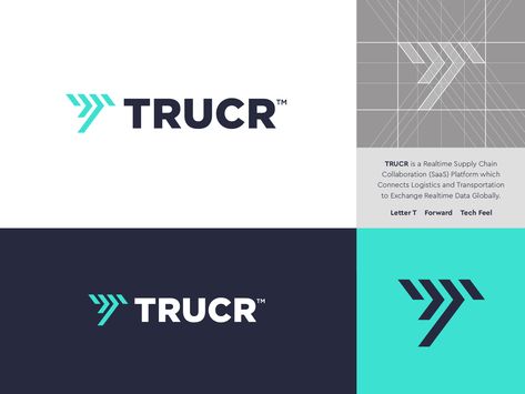 TRUCR - Logo Design   Logo Design for TRUCR a Realtime Supply Chain Collaboration (SaaS) Platform which Connects Logistics and Transportation to Exchange Realtime Data Globally.  Currently open for feedback.  Small side-note: The company name is different and will be announced once the design has approved and they are ready to go live. So for now I have a temporary name which is close to the final name (in style and letterform). Just so you have a better idea how it may look with text next to th Logistic Logo Design Branding, Track Logo Design, Transportation Company Logo, Transport Logo Design, Distribution Logo, It Company Logo, Logistics Logo Design Ideas, Supply Chain Logo, Transport Logo Design Ideas