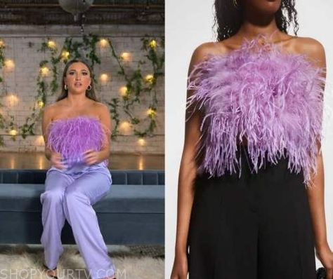 Love is Blind: Season 3 Episode 14 Colleen's Purple Feather Top Feather Tops Outfit, Purple Feather Top, Love Is Blind Season 3, Feather Top Outfit, Eurovision Party, Feather Outfit, Zoeys Extraordinary Playlist, Feather Top, Love Is Blind