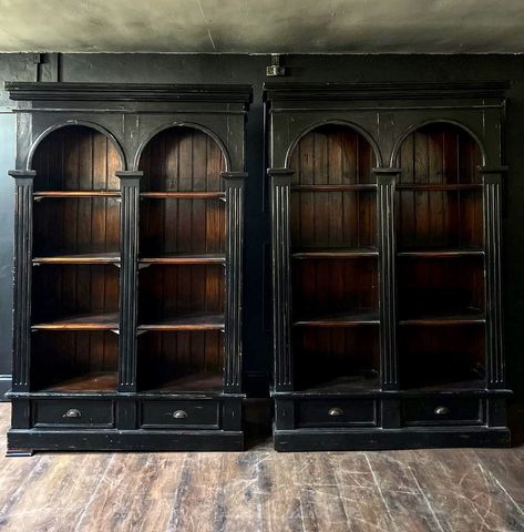 Diy Gothic Bookcase, Victorian Bookshelves, Victorian Bookshelf, Victorian Bookcases, Romantic Cottagecore, Harry Potter Bedroom, Gothic Furniture, Bookshelves Diy, Book Case