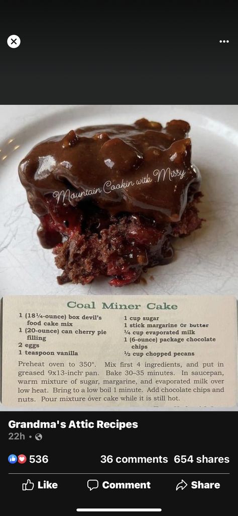 Coal Miners Cake, Fresh Strawberry Pie, Strawberry Pie Filling, Tummy Yummy, Canned Cherries, Coal Miners, Eating At Night, Chocolate Sweets, Cherry Pie Filling