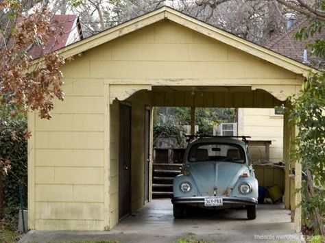 Vintage style carport with attached shed Carport With Attached Workshop, Shed With Carport, Carport Storage, Carport With Storage, Bin Shed, Outdoor Shed, Car Shed, Backyard Garage, Art Deco Car