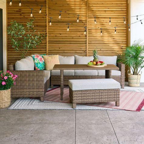 Outdoor Patio Sectional, Wicker Patio Furniture Set, Patio Couch, Outdoor Patio Furniture Sets, Wicker Patio Furniture, Patio Sectional, Patio Spaces, Outdoor Dining Set, Garden Patio Furniture