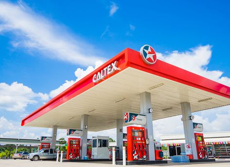 Caltex Gas Station, Gas Stations, Blue Sky Background, Sky Background, Gas Station, Model Railroad, Business News, Small Business Owner, Blue Sky