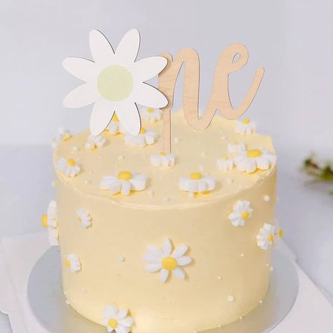 Amazon.com: Daisy One Cake Topper Wood - 1st /First Birthday Daisy Party Decoration, Groovy One Cake Topper, Boho Daisy Topper, Daisy Wood Topper, Retro Daisy Groovy Party Backdrop For Baby Girl : Grocery & Gourmet Food Groovy One Cake, First Birthday Daisy, Groovy One First Birthday, One Year Birthday Cake, Groovy One, Mom Fits, Groovy Party, Flower Birthday Party, Daisy Cakes