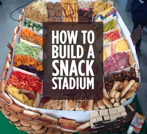 How To Build A Super Bowl Snack Stadium (as featured on Good Morning America) Super Bowl Snack Stadium, Snack Stadium, Super Bowl Snack, Football Party Foods, Healthy Superbowl Snacks, Bowl Party Food, Football Snacks, Super Bowl Football, Sports Food