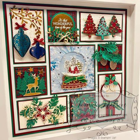 Christmas Samplers, Su Samplers, Christmas Sampler, Christmas Cards 2017, Christmas Cards 2018, Box Frame Art, Scrapbook Collage, Sampler Box, Stamping Projects