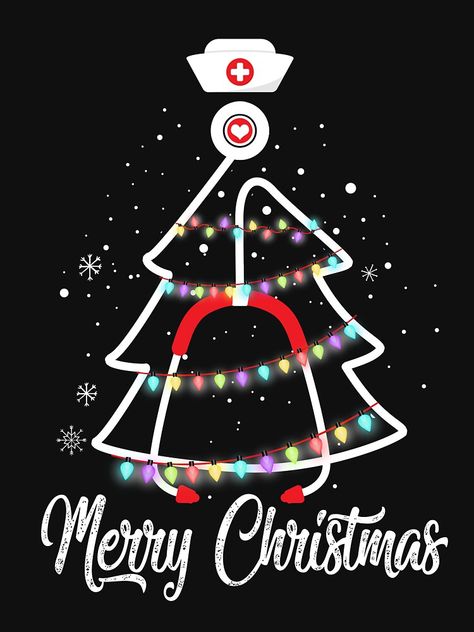 "Merry Christmas Tree Nurse Christmas Lights Nurse Lover Idea" T-shirt by StephanieBrownn | Redbubble Cheesy Quotes, Nurse Stuff, Merry Christmas Tree, Christmas Phone Wallpaper, Christmas Painting, Cookies Christmas, Nurse Christmas, Nurses Day, Christmas Paintings