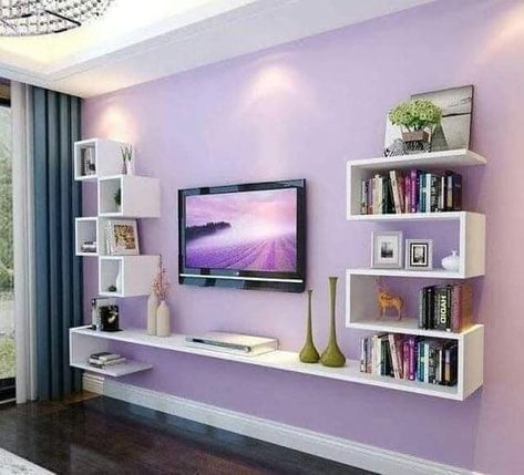 Ruang Tv Modern, Display Shelves Decor, Man Home Decor, Ruang Tv, Modern Tv Room, Modern Tv Unit Designs, Tv Unit Furniture Design, Modern Tv Wall Units, Living Room Wall Units