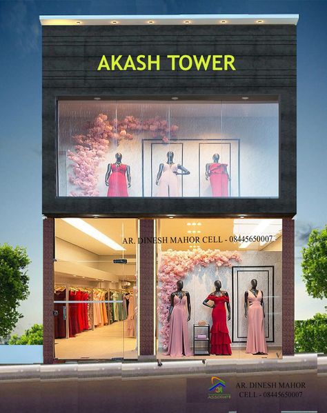 Cloth shop front design Cloth Shop Exterior Design, Clothing Store Entrance Design, Clothing Boutique Exterior Store Fronts, Shop Bord Design Ideas, Clothing Shop Exterior, Showroom Front Design, Shop Front Design Indian, Clothing Store Exterior, Boutique Exterior