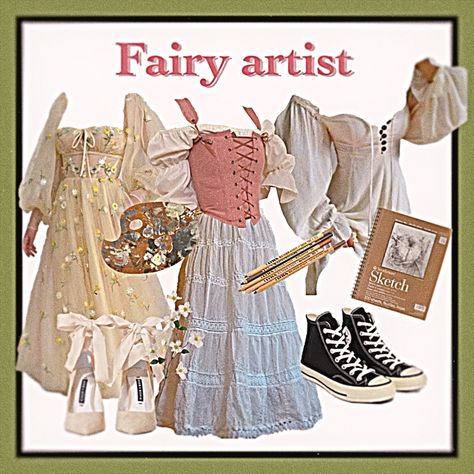 Cottagecore Fairycore Aesthetic, Fairycore Lookbook, Soft Fairycore Outfits, Arthoe Aesthetic Outfit, Forest Fairy Aesthetic Clothes, Fairycore Moodboard, Fairy Soft Aesthetic, Fae Core, Soft Cottagecore Outfits