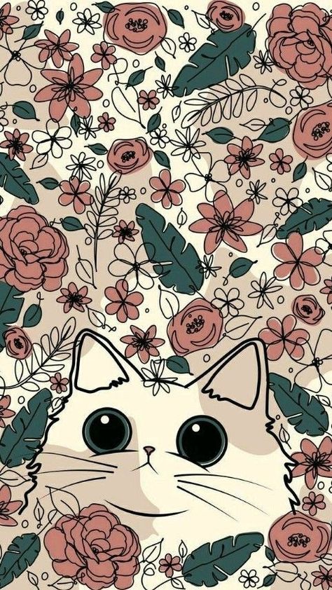 Cat Phone Wallpaper, Art Mignon, Cool Wallpapers Art, Persian Cat, Pretty Wallpapers Backgrounds, Kawaii Wallpaper, Cat Wallpaper, Cute Wallpaper Backgrounds, الرسومات اللطيفة