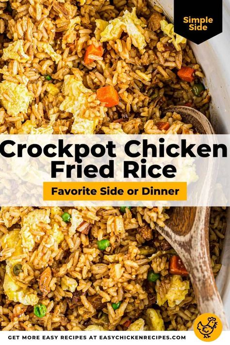 Wonderfully flavorful, this Crockpot chicken fried rice is a breeze to make and is great to serve as a side or main. Grab your slow cooker, because I know that you are going to love this dish! Crockpot Rice Recipes, Chicken And Rice Crockpot, Chicken Fried Rice Recipe Easy, Fried Rice Recipe Easy, Simple Dinners, Chicken Fried Rice Recipe, Easy Crockpot Dinners, Crockpot Dinners, Easy Rice Recipes