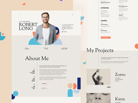 OBER - Resume CV Landing Page PSD Template by WebDuck on Dribbble About Me Design, Ux Design Portfolio, Online Cv, Creative Market Design, Wix Website Design, Wix Website Templates, Directory Design, Ui Ux Designer, Beautiful Websites