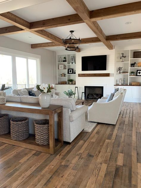 Homeowner Projects - Old World Timber Beams Living Room, Basement Living Rooms, Living Room Ceiling, Wood Beams, Closet Bedroom, Carpentry, Great Rooms, Reclaimed Wood, Old World