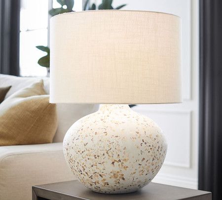 Capri Terrazzo Table Lamp | Pottery Barn CA Terrazzo Lamps, Short Table Lamps, Lamp Pottery, Terrazzo Table, Round Table Lamp, Mid Century Modern Lamps, Short Table, Rattan Table, Furniture Slipcovers