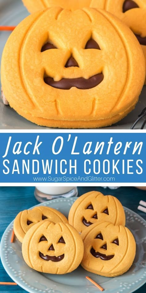 A fun twist on Pumpkin Sugar Cookies, these Jack O'Lantern cookies taste like a homemade Milano cookie - but with a fun Halloween twist! Milano Cookie, Jack O Lantern Cookies, Milano Cookies, Halloween Cookie Recipes, Pumpkin Sugar Cookies, Spooky Food, Cookies Sugar, Halloween Food Treats, Halloween Baking