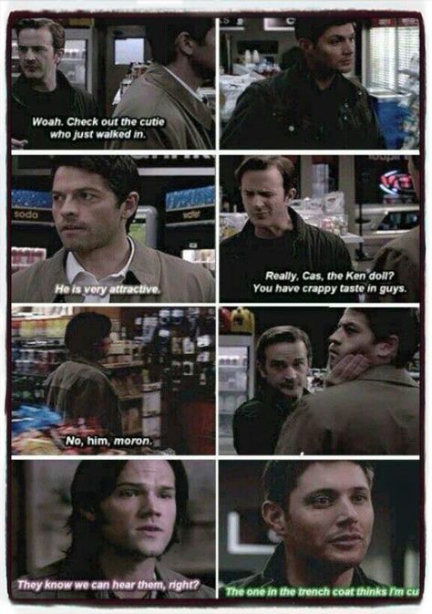 Sam And Gabriel, Supernatural Ships, Dean And Castiel, Corner Store, Supernatural Destiel, Supernatural Memes, Supernatural Fans, Supernatural Funny, I Ship It