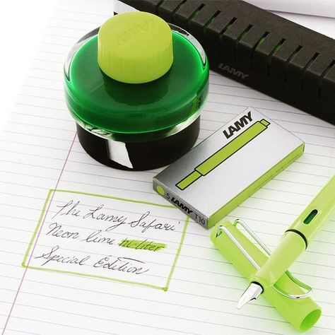 You Hi-Light Up My Life!  The ultra-thick 1.9mm stub nib @lamy_usa Safari Neon Lime paired with the neon lime ink makes an excellent hi-liter. We offer the pen & ink set at our store (link in profile). #lamypen #neon #ouchmyeyes #fountainpen #fountainpenink #calligraphy #stubnibsunday @lamy_official @lamy_usa by goldspotpens Lamy Fountain Pen, Lamy Safari, Fine Writing Instruments, Expensive Jewelry Luxury, Calligraphy Handwriting, Unique Toys, Jewelry Luxury, Chinese Calligraphy, Expensive Jewelry