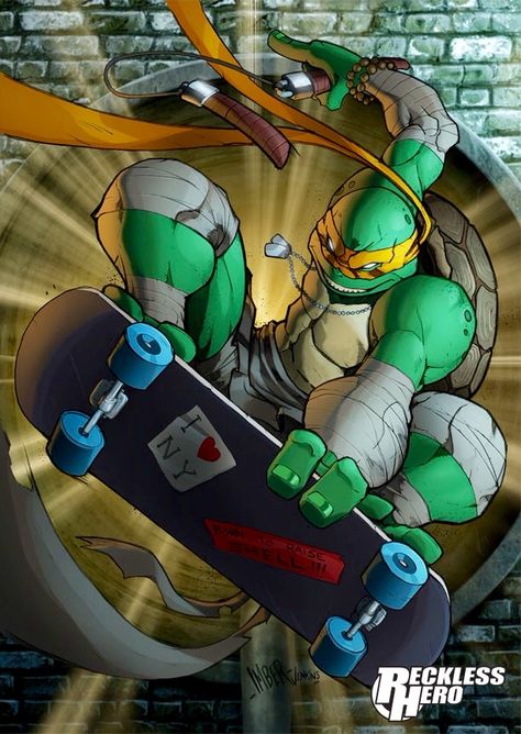 Michelangelo Turtle, Ninja Wallpaper, Skateboard Aesthetic, Batman Tattoo, Teenage Mutant Ninja Turtles Artwork, Minecraft Anime, Angel Wallpaper, Teenage Mutant Ninja Turtles Art, Ninja Turtles Artwork