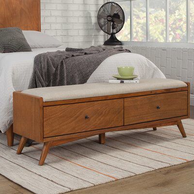 Parocela Wood Storage Bench Mid Century Bench, Storage Bench Bedroom, Apartment Storage, Bench With Drawers, Wood Storage Bench, End Of Bed Bench, Dekorasi Kamar Tidur, Upholstered Storage Bench, Bed Bench