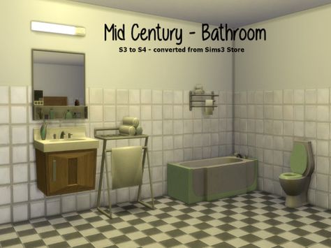 Chillis Sims: Store Set Mid Century Bathroom • Sims 4 Downloads 90s Bathroom, Mcm Bathroom, Sims 4 Decades Challenge, Sims Medieval, Mid Century Bathroom, Old Bathroom, Sims 4 Body Mods, Retro Bathrooms, Sims 4 Cc Furniture