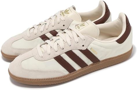 Amazon.com | adidas Samba OG Cream Preloved Brown White Women's Size 6.5 | Fashion Sneakers Adidas Samba Brown, Cream Sambas, Brown Samba, Brown Adidas, Adidas Sambas, Adidas Samba Og, Chic Heels, Trendy Sneakers, Fashion Toys