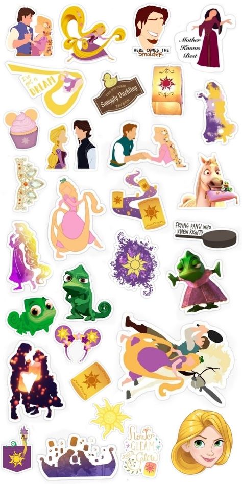 Rapunzel Stickers Printable, Disney Printable Stickers, Disney Princesses Stickers, Disney Digital Stickers, Disney Princess Stickers Printable, Stekars Cute, Disney Princess Stickers, Disney Stickers Printables, Sticker Design Inspiration