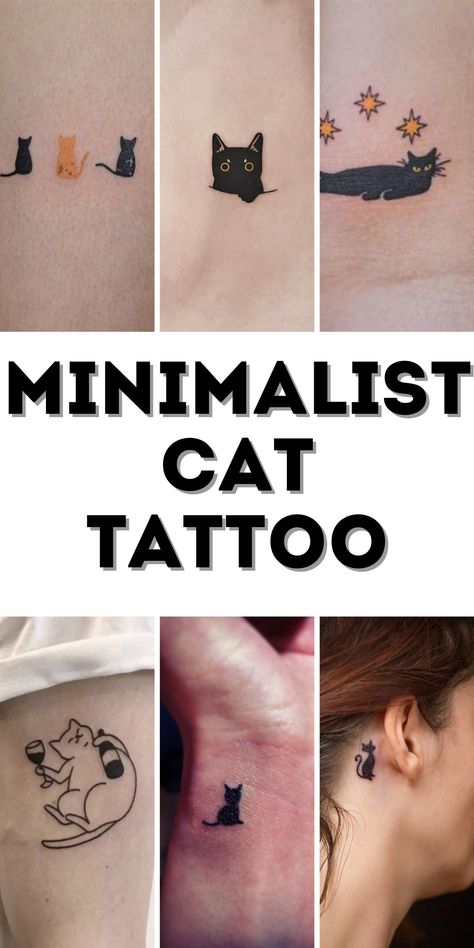 Minimalist Cat Tattoos: An Artistic Expression for Cat Lovers Cat Tattoo Designs For Women, Cute Cat Tattoos For Women, Tattoo Ideas For Cat Lovers, Cat And Dog Minimalist Tattoo, Small Line Cat Tattoo, Ginger Cat Tattoo Designs, Cat Wrist Tattoos For Women, Three Cat Tattoo Design, Minimal Cat Tattoo Ideas