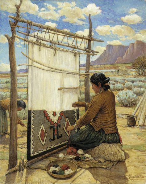 Navajo Weaver Indigenous Day, Native Christmas, Navajo Weaver, Navajo Blankets, Southwestern Home Decor, Native American Woman, Yarn Spinning, Art Native American, Cooper Hewitt