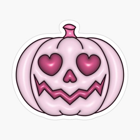 Baddie Pumpkin, Cute Pink Halloween, Heart Eyes Pumpkin, Pumpkin Heart Eyes, Halloween Stickers Cute, Heart Pumpkin, Pink Halloween Stickers, Halloween Art Inspiration, Cute Halloween Pumpkins