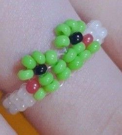 Frog Kandi Bracelet, Kandi Strawberry, Kandi Ring, Frog Kandi, Kandi Inspo, Diy Kandi Bracelets, Pony Bead Crafts, Diy Kandi, Braided Bracelet Diy