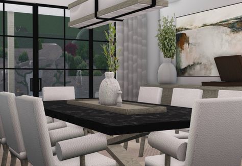 Bloxburg dining room inspiration Roblox Bloxburg Dining Room Ideas Modern, Custom Dining Table Bloxburg, Dining Room Bloxburg Ideas, Bloxburg Dining Table, Bloxburg Dinner Room Ideas, Dining Room Ideas Bloxburg, Modern House Dining Room, Bloxburg Dining Room, Bloxburg Inspiration