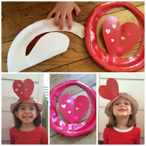 Heart Hats, Kindergarten Valentines, Valentines Bricolage, Valentine Art Projects, Toddler Art Projects, Valentine's Day Crafts For Kids, Preschool Valentines, Valentine Activities, Valentine Crafts For Kids