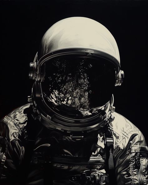 A black and white painting of an astronaut wearing a spacesuit and helmet, 

in the style of dark reflections.

#aiart #aiartcommunity #midjourney #visualart #storytelling #movies #videogames #aiartwork #digitalart #digitialartist #aiartist #visualartist #visualartwork #artworks Astronaught Helmet, Astronaut Aesthetic Art, Black And White Astronaut, Room Images, Astronaut Helmet, Bar Crawl, Black And White Painting, Drawing Stuff, Space Suit