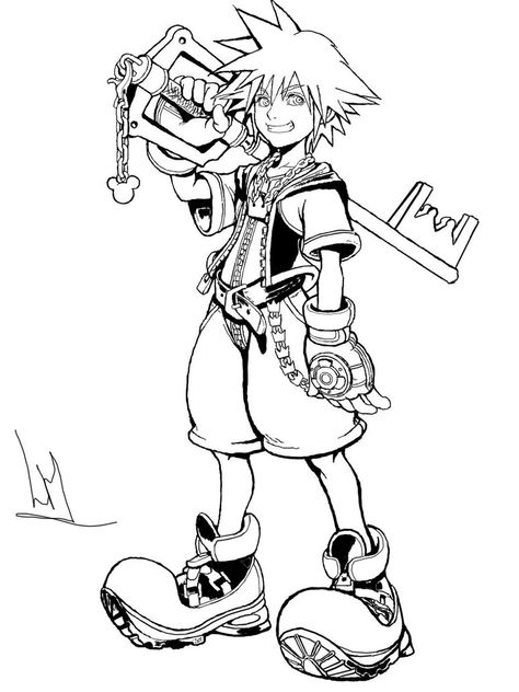 Hearts Coloring Pages, Kingdom Hearts Tattoo, Heart Shadow, Kingdom Hearts Characters, Anime Kingdom, Kingdom Hearts Fanart, Sora Kingdom Hearts, Kingdom Hearts Art, Heart Coloring Pages