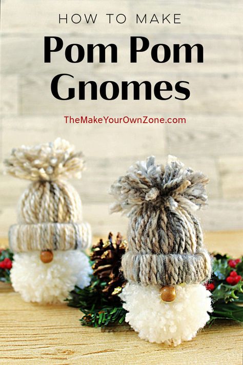 Yarn Pom Pom Gnomes Pom Pom Gnomes, Christmas Yarn Crafts, Yarns Ornaments, Toilet Paper Crafts, Christmas Yarn, Handmade Christmas Crafts, Yarn Pom Pom, Pom Pom Crafts, Toilet Paper Roll Crafts