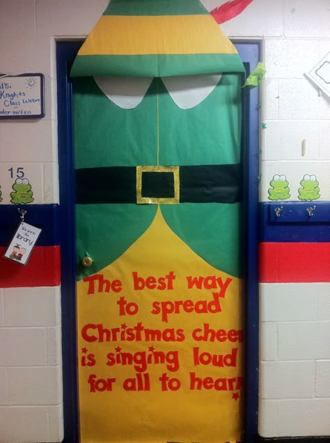 The best way to spread christmas cheer is decorating your door like Buddy the Elf!! Winter Classroom Door, Christmas Dorm, Door Decorations Classroom Christmas, Christmas Bulletin Boards, Holiday Door Decorations, Christmas Door Decorating Contest, Christmas Classroom Door, School Door Decorations, Christmas Door Decoration