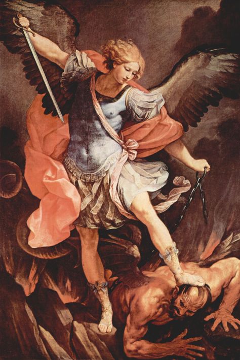 The Cross: The Devil's Destruction - World Wide Wolfmueller Michael And Lucifer, Types Of Angels, St Michael Prayer, Romantic Artwork, Frida Art, Angel Warrior, Ange Demon, Michael Art, San Michele