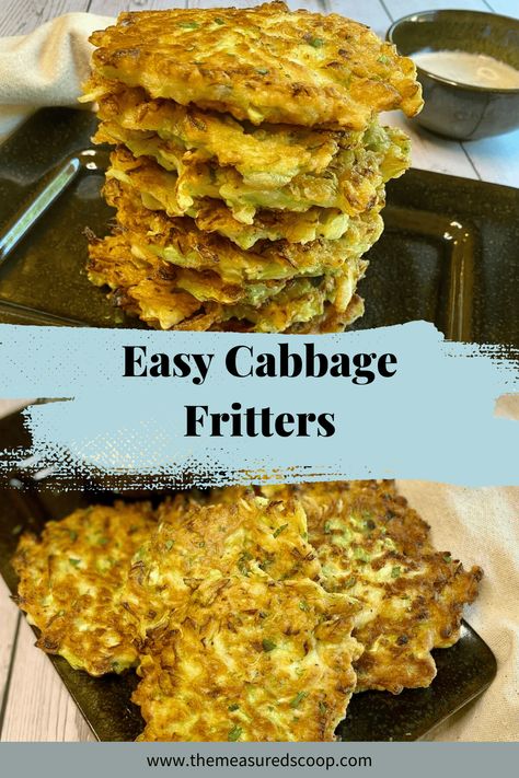 Easy cabbage Fritters check a lot of boxes! They taste delicious, are simple to assemble, and quick to fry. They can be enjoyed immediately or easily freeze for a later date. These fritters taste great as it but can easily be made as gluten-free and/or vegan with a simple substitution. I also include tips for frying to make this a no-fail recipe! Vegan Cabbage Fritters, Cabbage Fritters Recipe, Cabbage Fritters, Best Cabbage Recipe, Lacto Vegetarian, Cabbage Dishes, Fried Cabbage Recipes, Cabbage Side Dish, Veggie Fritters