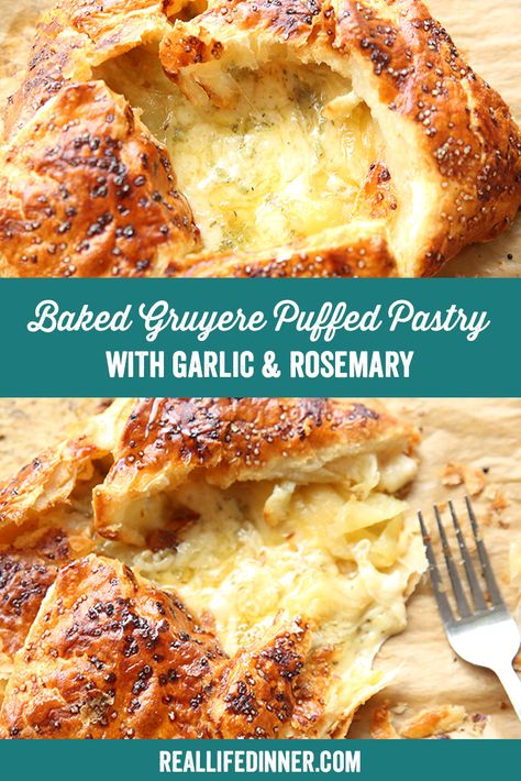 Gruyere Puff Pastry, Baked Gruyere, Cheesy Puff Pastry, Puffed Pastry, Half Baked Harvest Recipes, Sweet Appetizer, Peanut Butter Energy Bites, Puff Pastry Appetizers, Puff Pastry Recipes