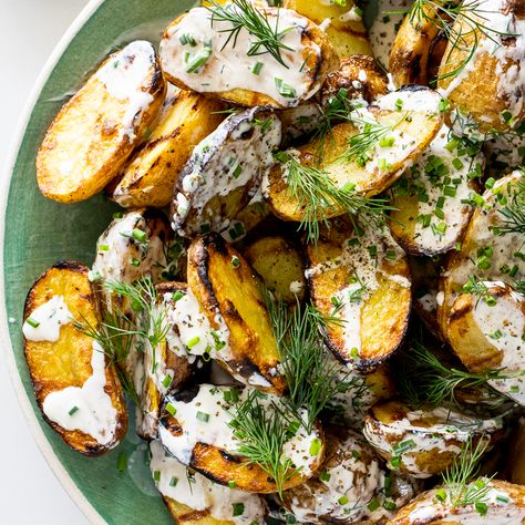 Potato Salad With Sour Cream, Salad With Sour Cream, Sour Cream Dressing, Grilled Potato Salad, Classic Potato Salad, Bbq Sides, Grilled Potatoes, Recipe Books, Supper Club