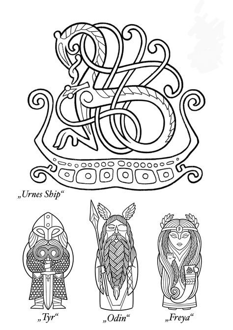 Tyr Norse God Tattoo, Nordic Drawings, Germanic Tattoos, Norse Knotwork, Druid Symbols, Viking Drawings, Viking Knotwork, Arte Viking, Viking Mythology