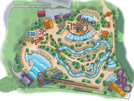 Small Water Park Design, Water Park Design Architecture, Water Park Layout Bloxburg, Water Park Bloxburg, Water Park Layout, Bloxburg Waterpark Layout, Adventure Park Design, Water Park Drawing, Building Playground