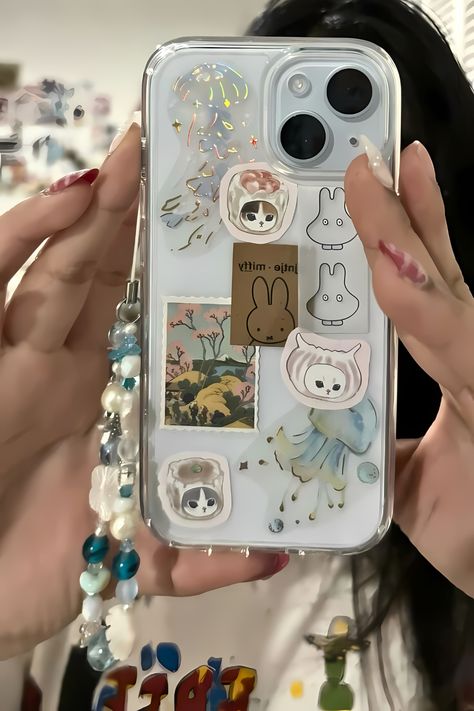 iPhone 15 DIY Case Ghibli Jellyfish, Clear Phone Case Design, Whatsapp Theme, Diy Phone Case Design, Easy Tricks, Blue Phone Case, Cute Case, Iphone Case Stickers, Diy Iphone Case