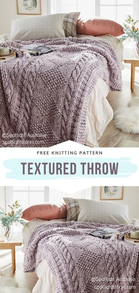 Bed Throw Knitting Pattern Free, Modern Knitted Blanket, Knitted Afgan Blankets, 2 Color Knitted Blanket, Chunky Throw Knitting Pattern, Knit Aphgans Patterns, Knitted Bed Throw, Knit Bed Blanket, Throw Knitting Pattern Free