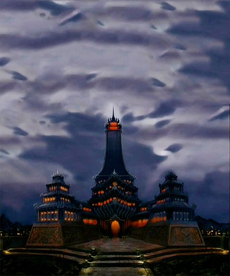 Fire Nation Royal Palace Fire Nation Background, Atla Fire Nation Aesthetic, Fire Nation Palace, Atla Fire Nation, Fire Nation Aesthetic, Nation Aesthetic, Negative Character Traits, Avatar Legends, Aesthetic Scenery