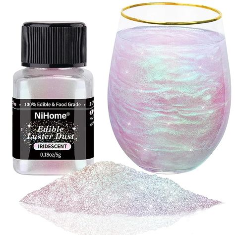 Iridescent Edible Glitter, Metallic Pink Birthday Theme, Edible Shimmer Dust, Sparkle Decorations Party, Drink Glitter Sparkle, Glitter Food Ideas, Luster Dust Drink, Edible Drink Glitter, Edible Glitter Drinks For Kids