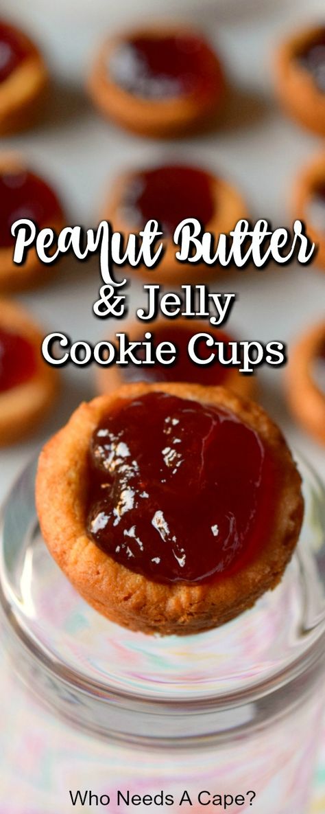 If you love a good PB&J and cookies then you simply must try Peanut Butter and Jelly Cookie Cups! Deliciously easy, you’ll love them! #peanutbuttercookie #cookiecups #pbandjcookie Peanut Butter Jelly Cookies, Amazing Cookie Recipes, Jelly Cookies, Peanut Butter Filling, Peanut Butter And Jelly, Holiday Cookie Recipes, Peanut Butter Jelly, Banana Chocolate, Cookie Cups