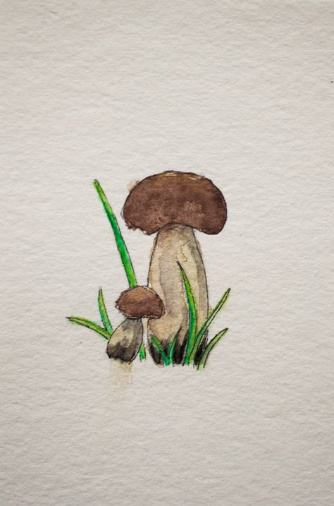 Watercolor Art Mushrooms Painting Ideas Mushrooms, Unif Bag, Mushrooms Drawing, Statement Painting, Mushroom Watercolor, Art Mushrooms, Watercolor Mushroom, Mushroom Drawing, Small Ideas