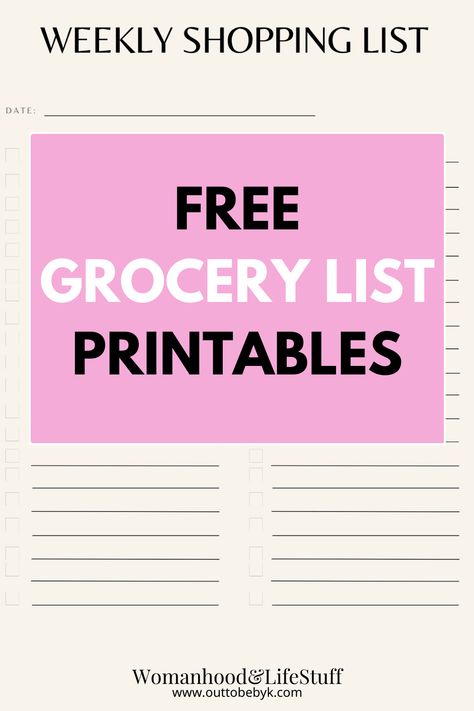 free grocery list printable Printable Shopping List Grocery, Master Grocery List Printable Free, Master Grocery List Printable, Grocery List Ideas, Impulse Shopping, Grocery List Printable Free, Master Grocery List, Free Grocery List, Weekly Shopping List